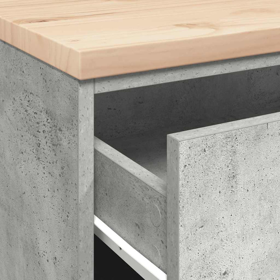 Garage Storage Cabinet Concrete Grey 60x51x85cm Solid Wood Pine