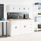 Garage Wall Cabinet White Engineered Wood - Top-Down View