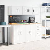 Garage Wall Cabinet White Engineered Wood - Top-Down View