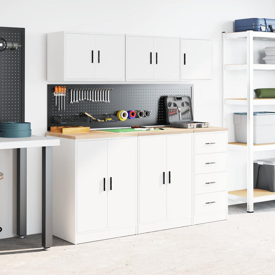 Garage Wall Cabinet White Engineered Wood