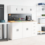 Garage Wall Cabinet White Engineered Wood - Top-Down View