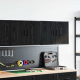 Garage Wall Cabinets 2 pcs Black Engineered Wood - Side View