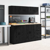 Garage Wall Cabinets 2 pcs Black Engineered Wood - Top-Down View