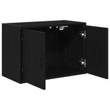 Garage Wall Cabinets 2 pcs Black Engineered Wood - 45-Degree Angle