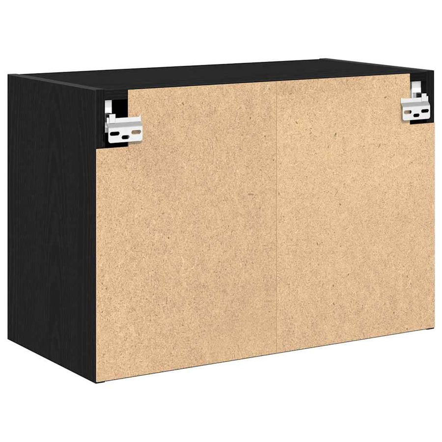 Garage Wall Cabinets 2 pcs Black Engineered Wood