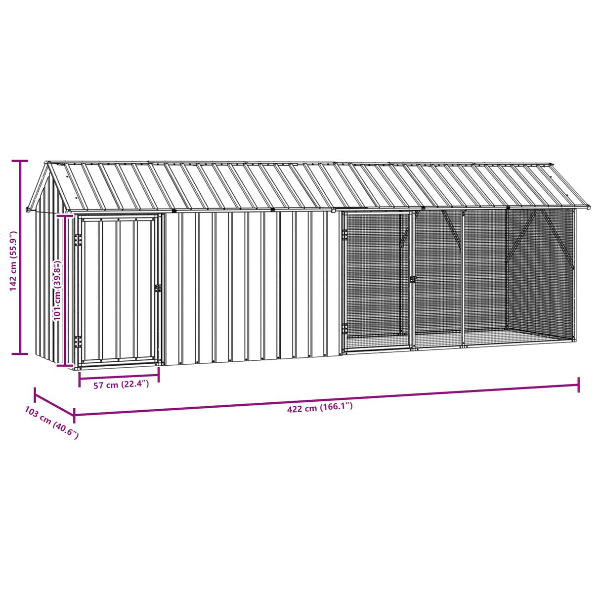 Bird Cage Anthracite 422 x 103 x 142 cm Galvanised Steel