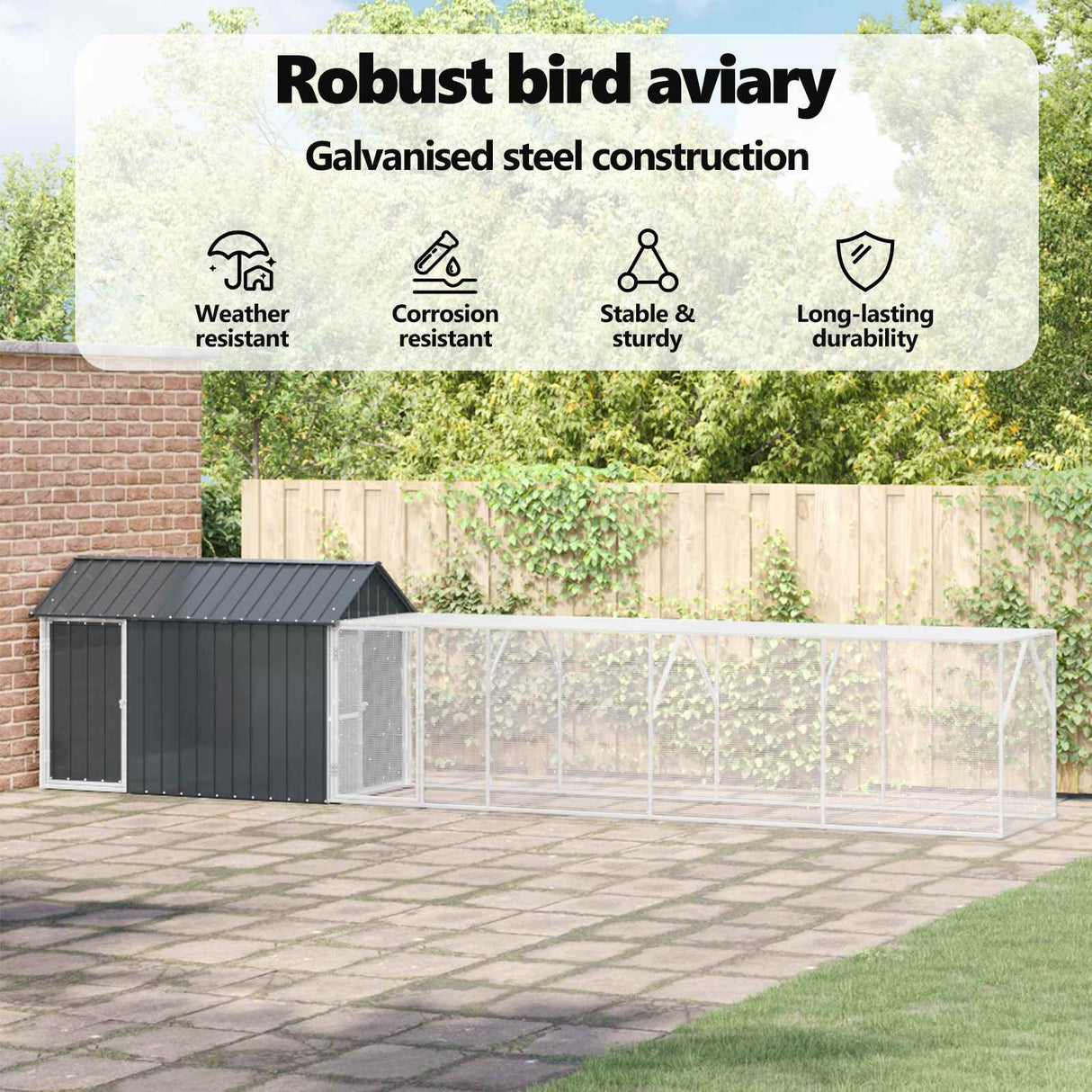 Bird Cage Anthracite 619 x 111 x 142 cm Galvanised Steel