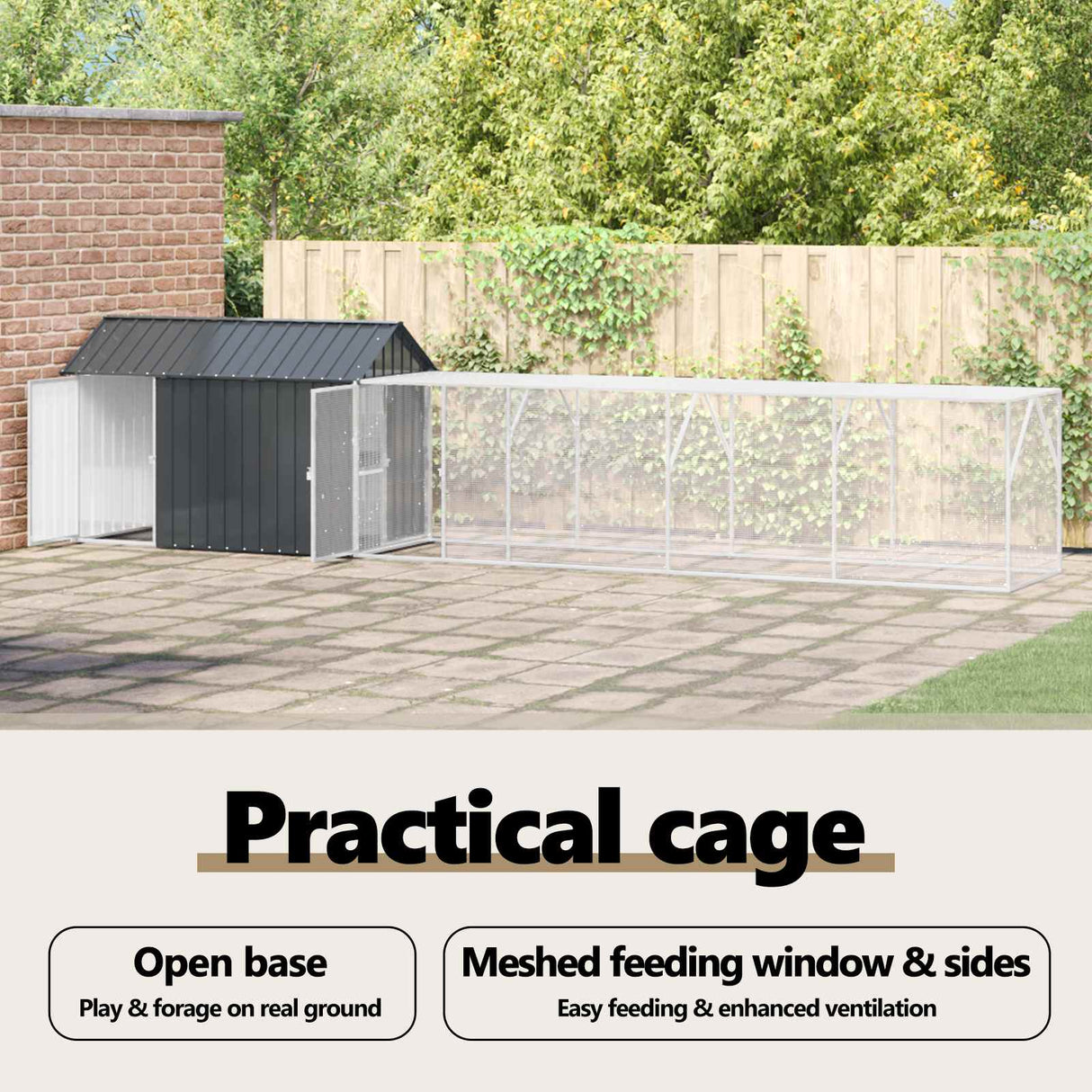 Bird Cage Anthracite 619 x 111 x 142 cm Galvanised Steel