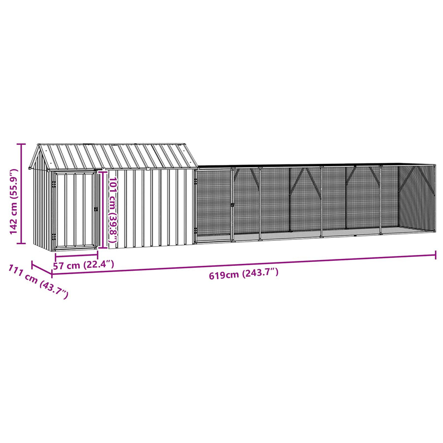 Bird Cage Anthracite 619 x 111 x 142 cm Galvanised Steel