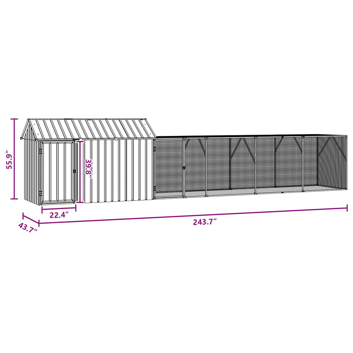 Bird Cage Anthracite 619 x 111 x 142 cm Galvanised Steel