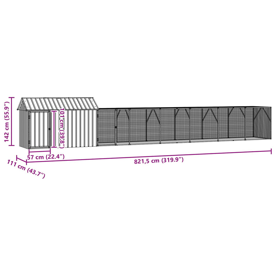 Bird Cage Anthracite 821,5 x 111 x 142 cm Galvanised Steel