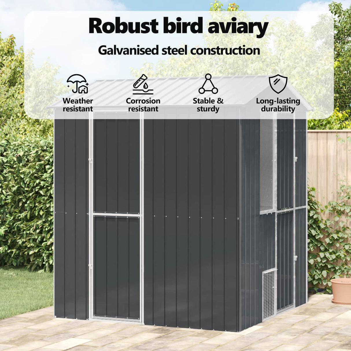 Bird Cage Anthracite 215 x 210 x 247 cm Galvanised Steel