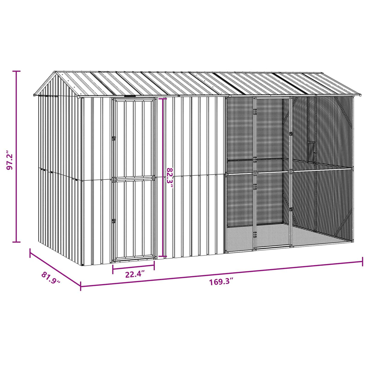 Bird Cage Anthracite 430 x 208 x 247 cm Galvanised Steel