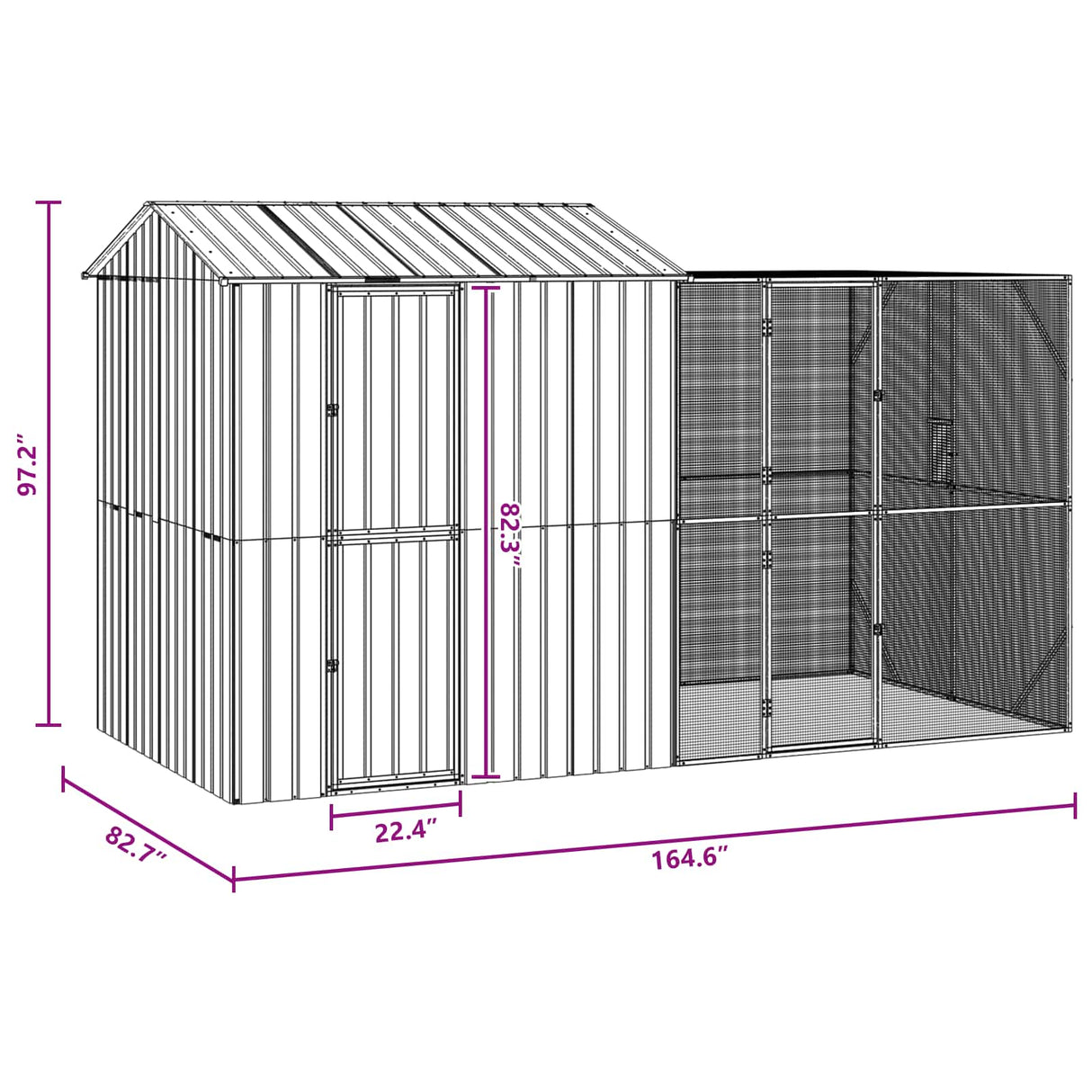 Bird Cage Anthracite 418 x 210 x 247 cm Galvanised Steel