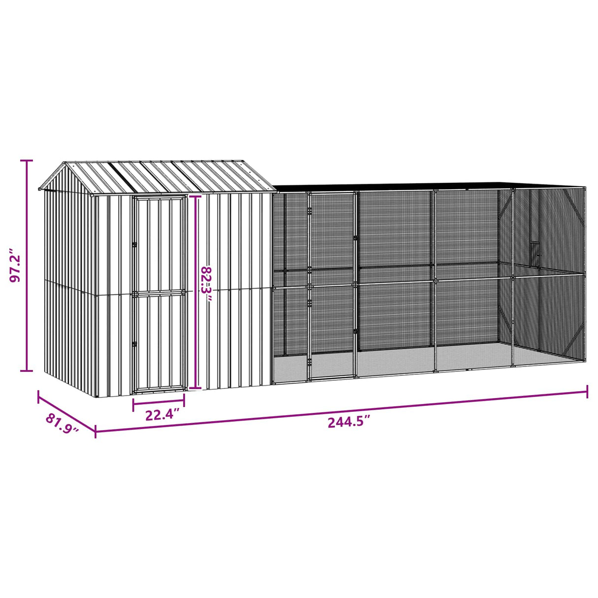 Bird Cage Anthracite 621 x 208 x 247 cm Galvanised Steel