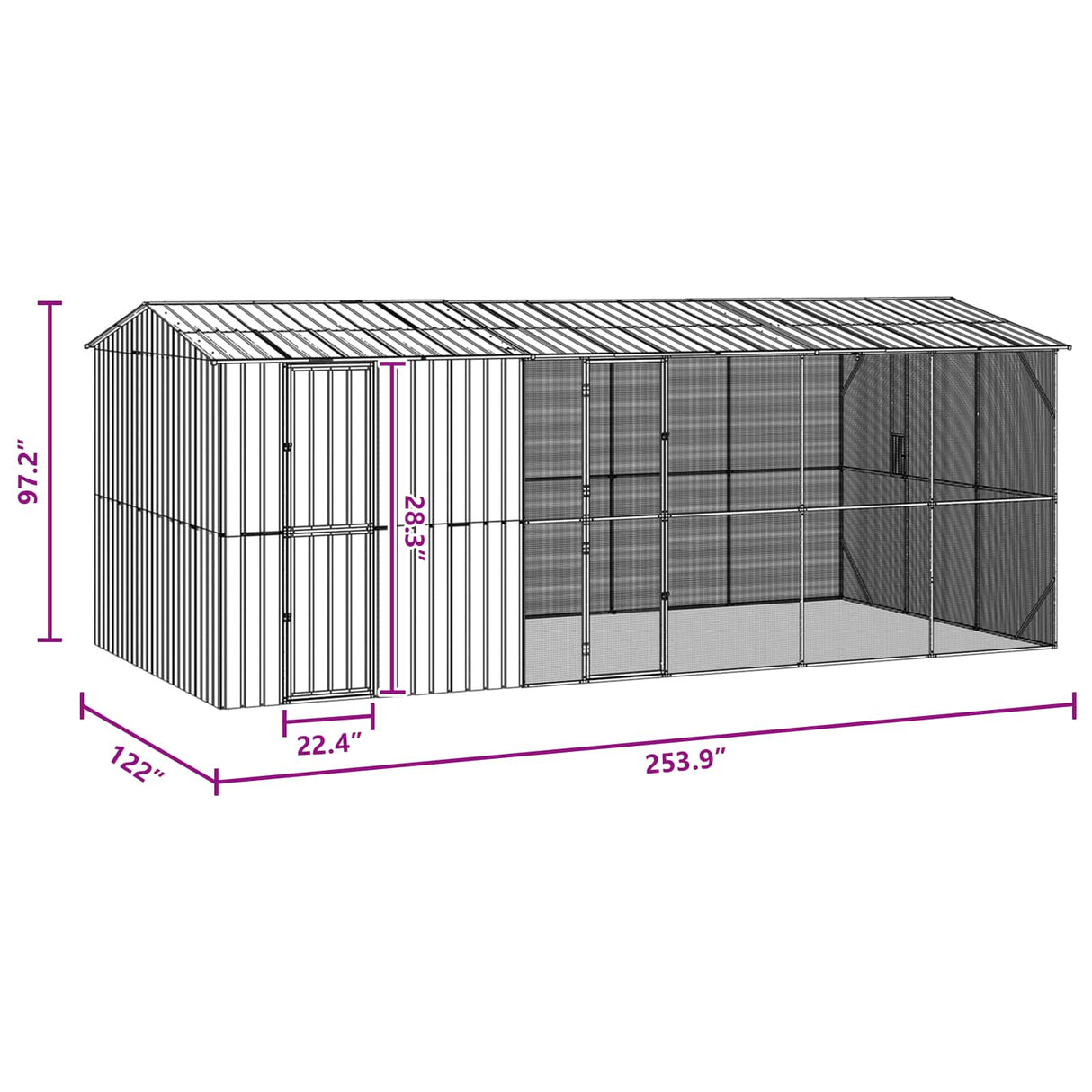 Bird Cage Anthracite 645 x 310 x 247 cm Galvanised Steel