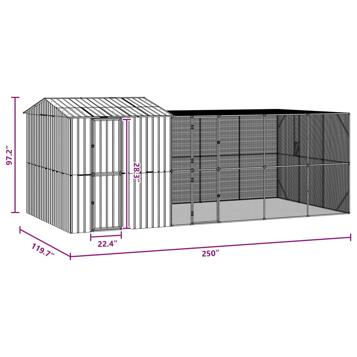 Bird Cage Anthracite 635 x 304 x 247 cm Galvanised Steel