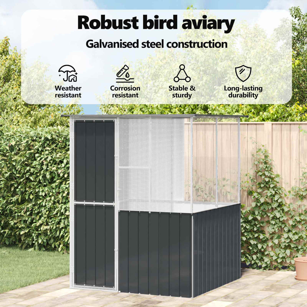 Bird Cage Anthracite 165 x 165 x 200 cm Galvanised Steel