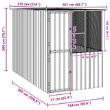Bird Cage Anthracite 165 x 318 x 200 cm Galvanised Steel - Rear View