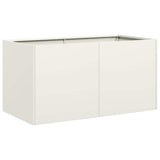 Planter White 80x40x40 cm Cold-rolled Steel - Front View