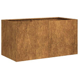 Planter Rusty 80x40x40 cm Weathering Steel - Front View