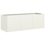 Planter White 120x40x40 cm Cold-rolled Steel - Front View