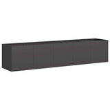 Planter Black 200x40x40 cm Cold-rolled Steel - Front View