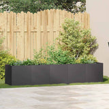 Planter Black 200x40x40 cm Cold-rolled Steel - Side View