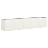 Planter White 200x40x40 cm Cold-rolled Steel - Front View