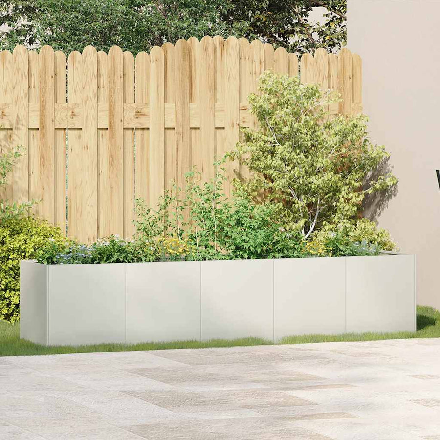 Planter White 200x40x40 cm Cold-rolled Steel
