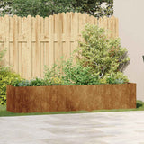 Planter Rusty 200x40x40 cm Weathering Steel - Side View