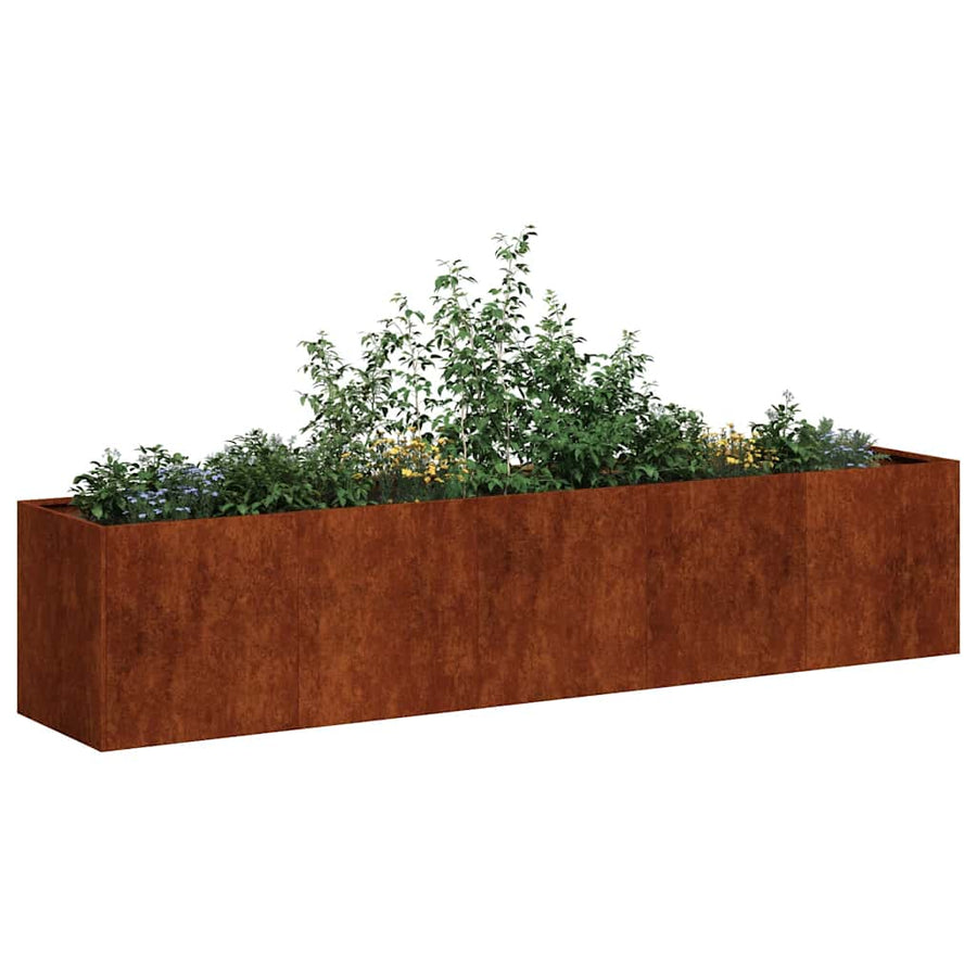 Planter Rusty 200x40x40 cm Weathering Steel