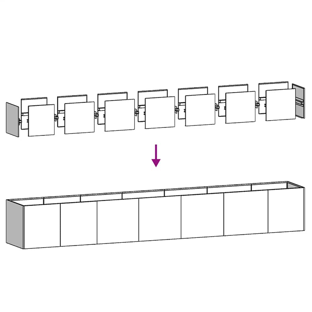 Planter White 280x40x40 cm Cold-rolled Steel