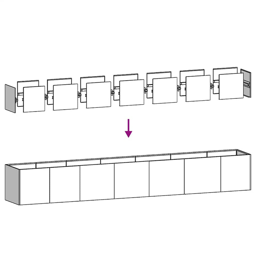 Planter White 280x40x40 cm Cold-rolled Steel