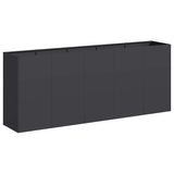 Planter Black 200x40x80 cm Cold-rolled Steel - Front View