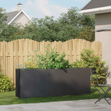 Planter Black 200x40x80 cm Cold-rolled Steel - Side View