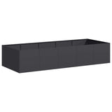 Planter Black 200x80x40 cm Steel - Front View