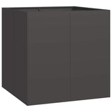 Planter Black 80x80x80 cm Steel - Front View