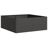 Planter Black 80x80x30 cm Steel - Front View