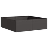 Planter Black 100x100x30 cm Steel - Front View