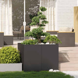Planter Black 100x100x80 cm Steel - Side View
