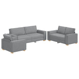 Sofa 3 pcs Light Grey 220 x 80 x 84 cm Linen-blend fabric