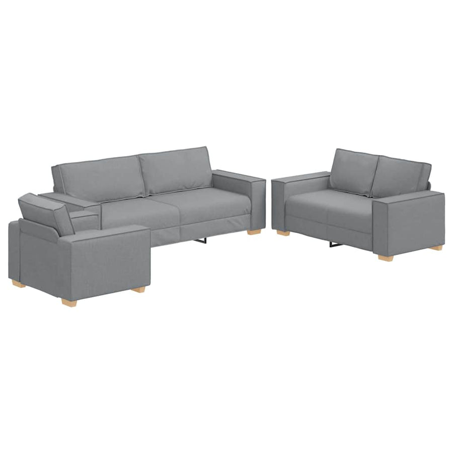 Sofa 3 pcs Light Grey Linen-blend fabric