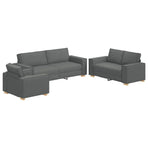 Sofa 3 pcs Dark Grey Linen-blend fabric