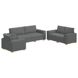 Sofa 3 pcs Dark Grey 220 x 80 x 84 cm Linen-blend fabric