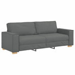 Sofa 3 pcs Dark Grey Linen-blend fabric