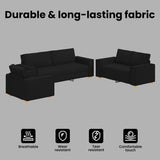 Sofa 3 pcs Black 220 x 80 x 84 cm Linen-blend fabric - Extra Image