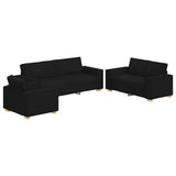 Sofa 3 pcs Black 220 x 80 x 84 cm Linen-blend fabric