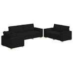 Sofa 3 pcs Black Linen-blend fabric