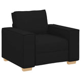 Sofa 3 pcs Black 220 x 80 x 84 cm Linen-blend fabric - Top-Down View